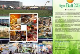 Kvietimas dalyvauti tradicinėje 21-oje tarptautinėje žemės ūkio ir maisto pramonės parodoje „AgroBalt 2016"