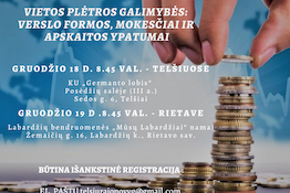 Kviečiame į mokymus „Vietos plėtros galimybės: verslo formos, mokesčiai ir apskaitos ypatumai“